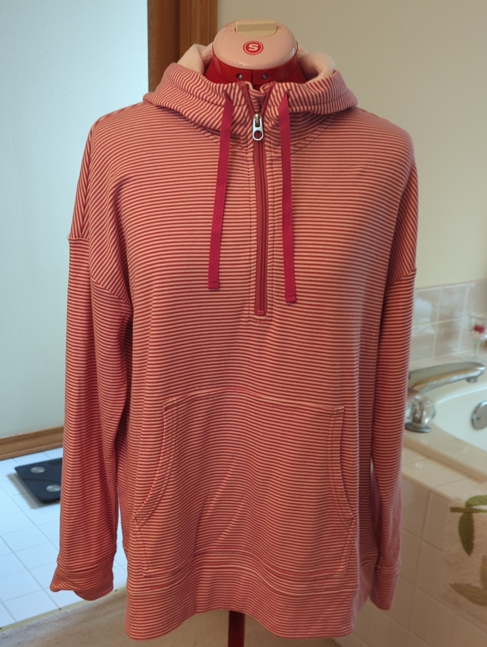 croft & barrow Pink Striped Zip-Up Hoodie